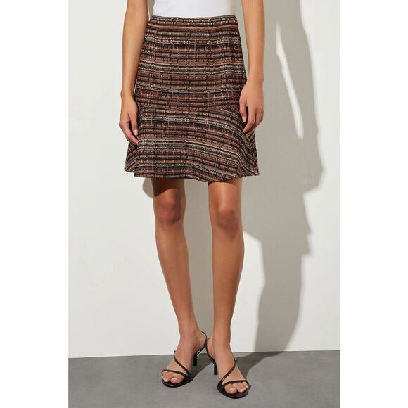 $205 New  MING WANG Tweed Knit Flounced Above-the-Knee Skirt Size Medium - Picture 3 of 6